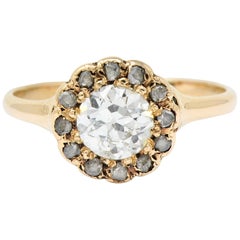 Victorian Diamond 14 Karat Gold Cluster Alternative Engagement Ring, Circa 1900