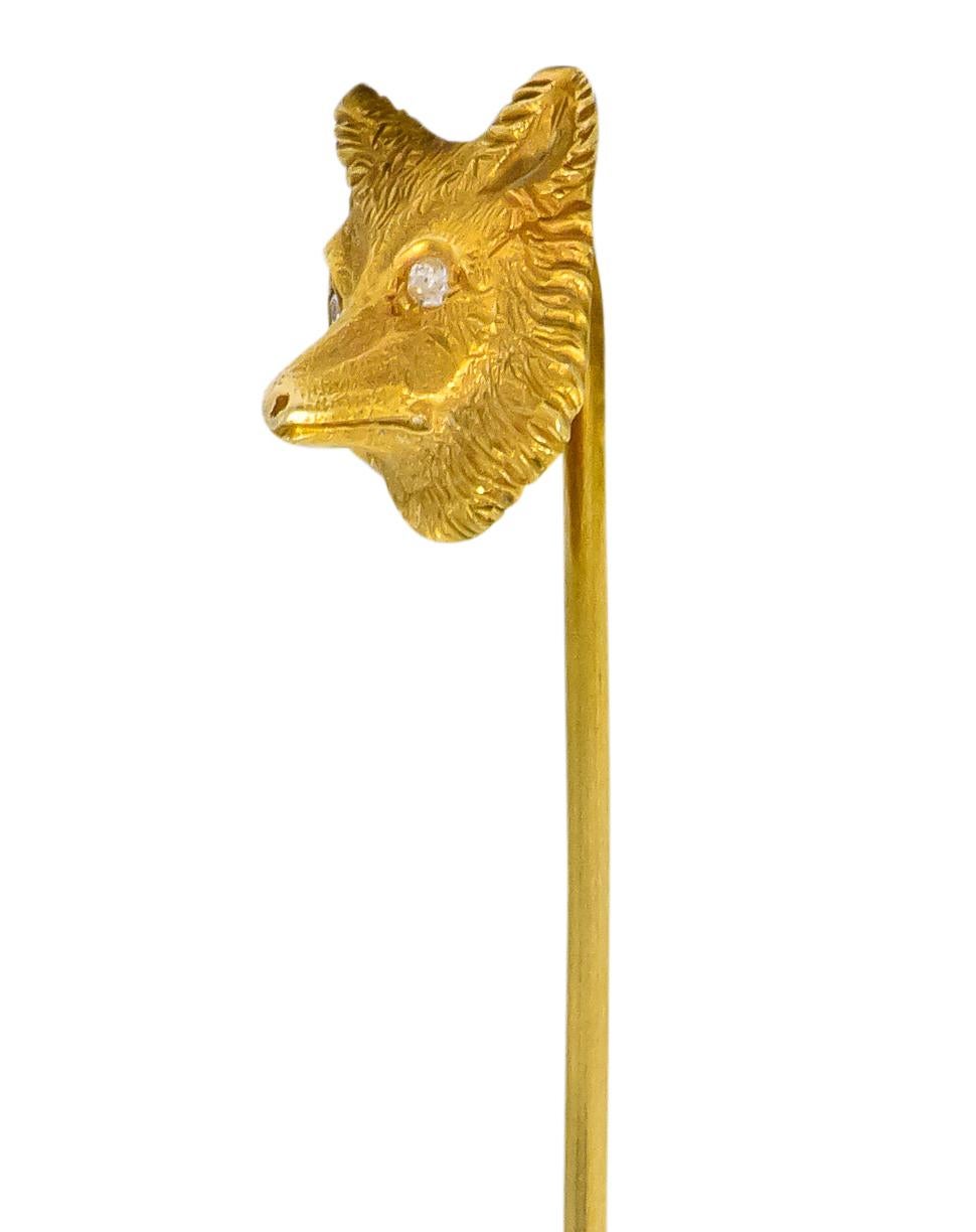 Viktorianische Diamant-Fuchs-Anstecknadel aus 14 Karat Gold, um 1900 für Damen oder Herren im Angebot