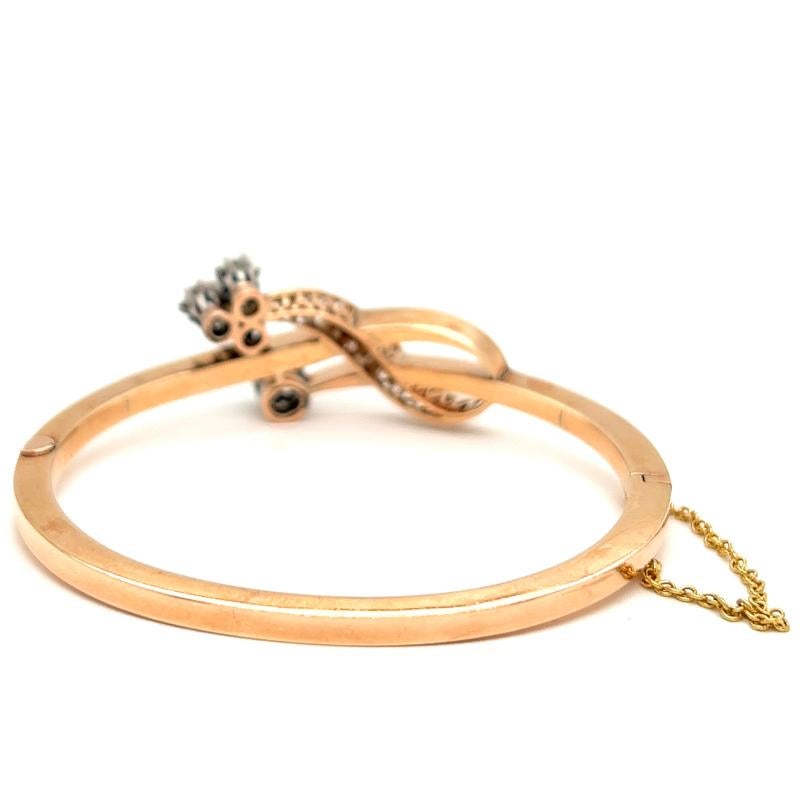 Victorian Diamond 14 Karat Rose Gold Bangle Bracelet In Excellent Condition In Beverly Hills, CA