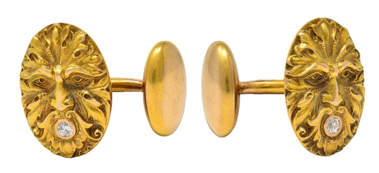 Boutons De Manchette Vintage En Or 14K - Motif Tour Religieuse, Croix, Bougies - Modèle F574