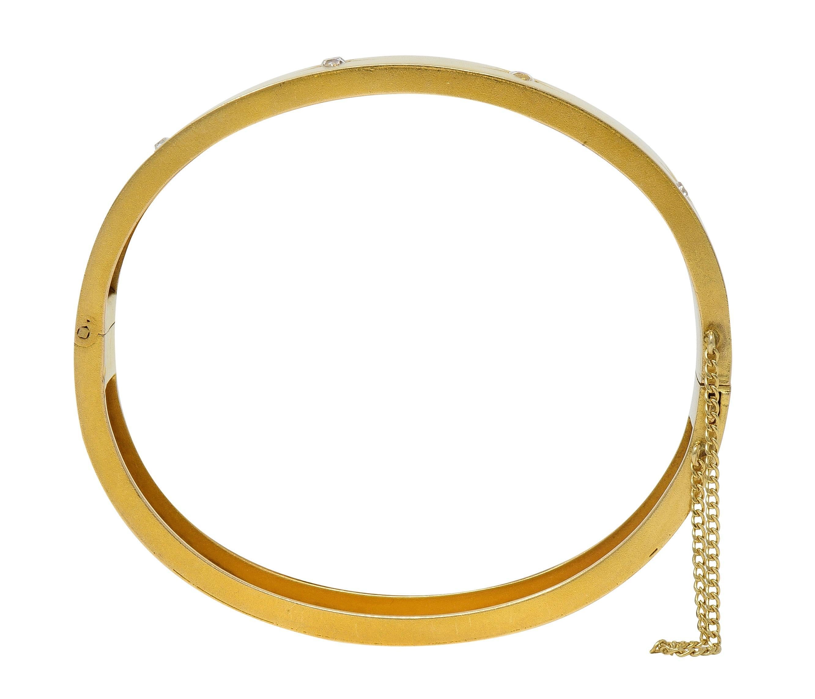 Victorian Diamond 14 Karat Yellow Gold Antique Star Bangle Bracelet For Sale 3