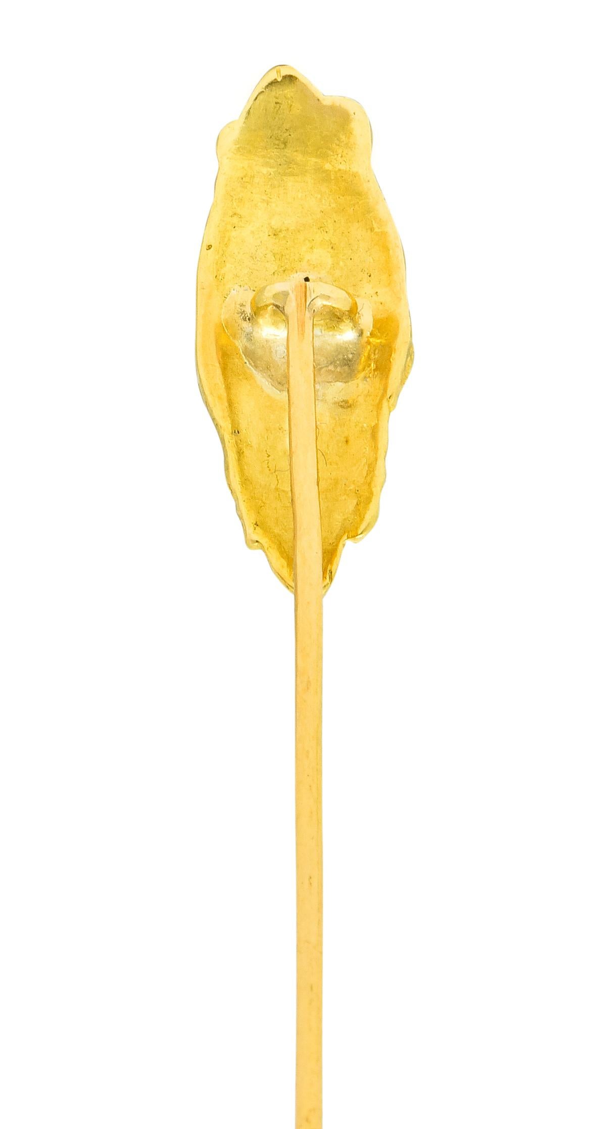 Victorien Épingle à cravate victorienne en forme de sangle en or jaune 14 carats et diamants en vente