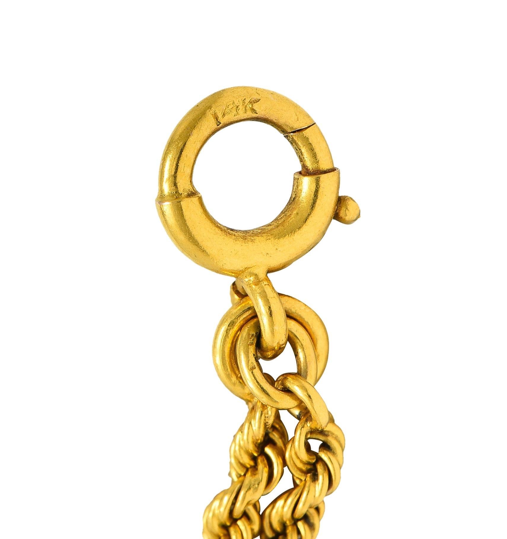Victorian Diamond 14 Karat Yellow Gold Clover Slide Chain Antique Necklace 2