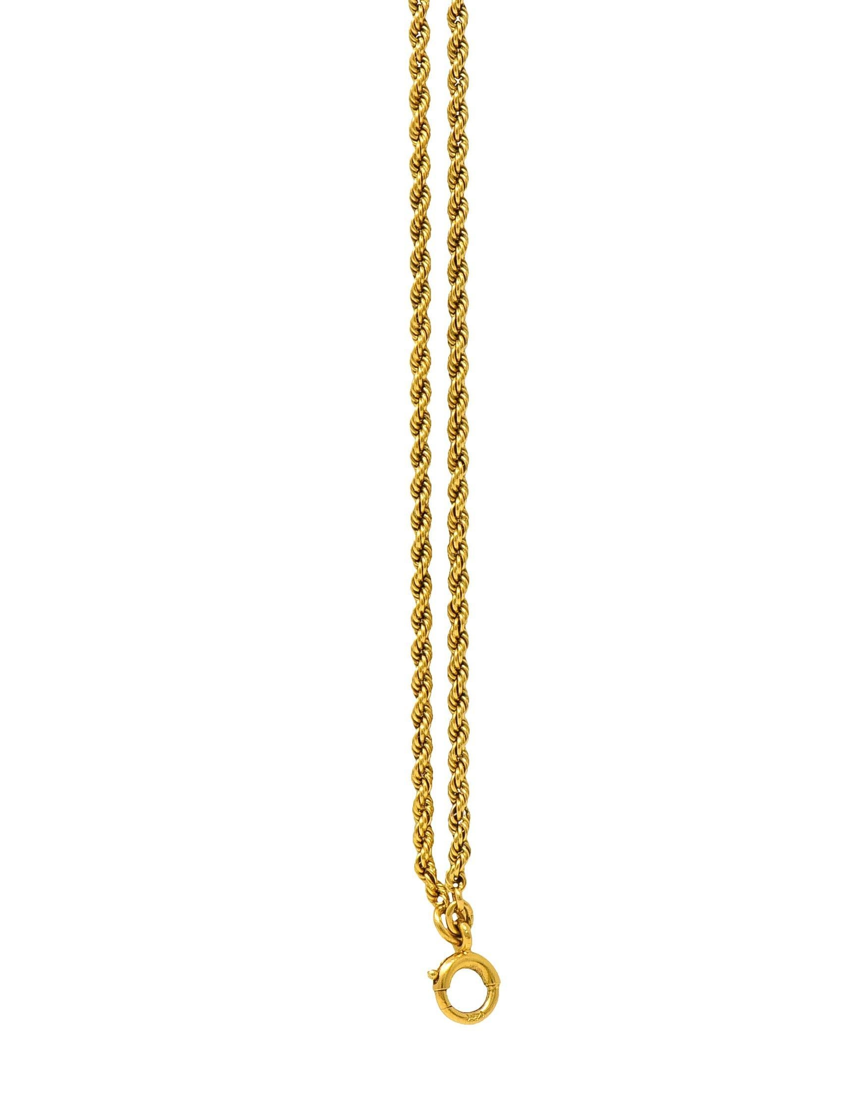 Victorian Diamond 14 Karat Yellow Gold Clover Slide Chain Antique Necklace 4
