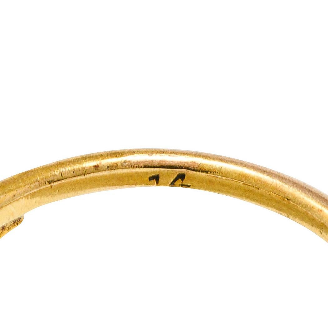Victorian Diamond 14 Karat Yellow Gold Snake Love Knot Ring 2