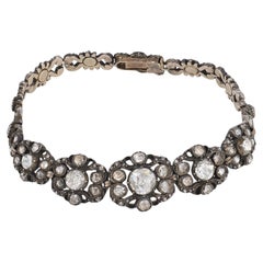 Victorian diamond 14k gold and silver cluster bracelet