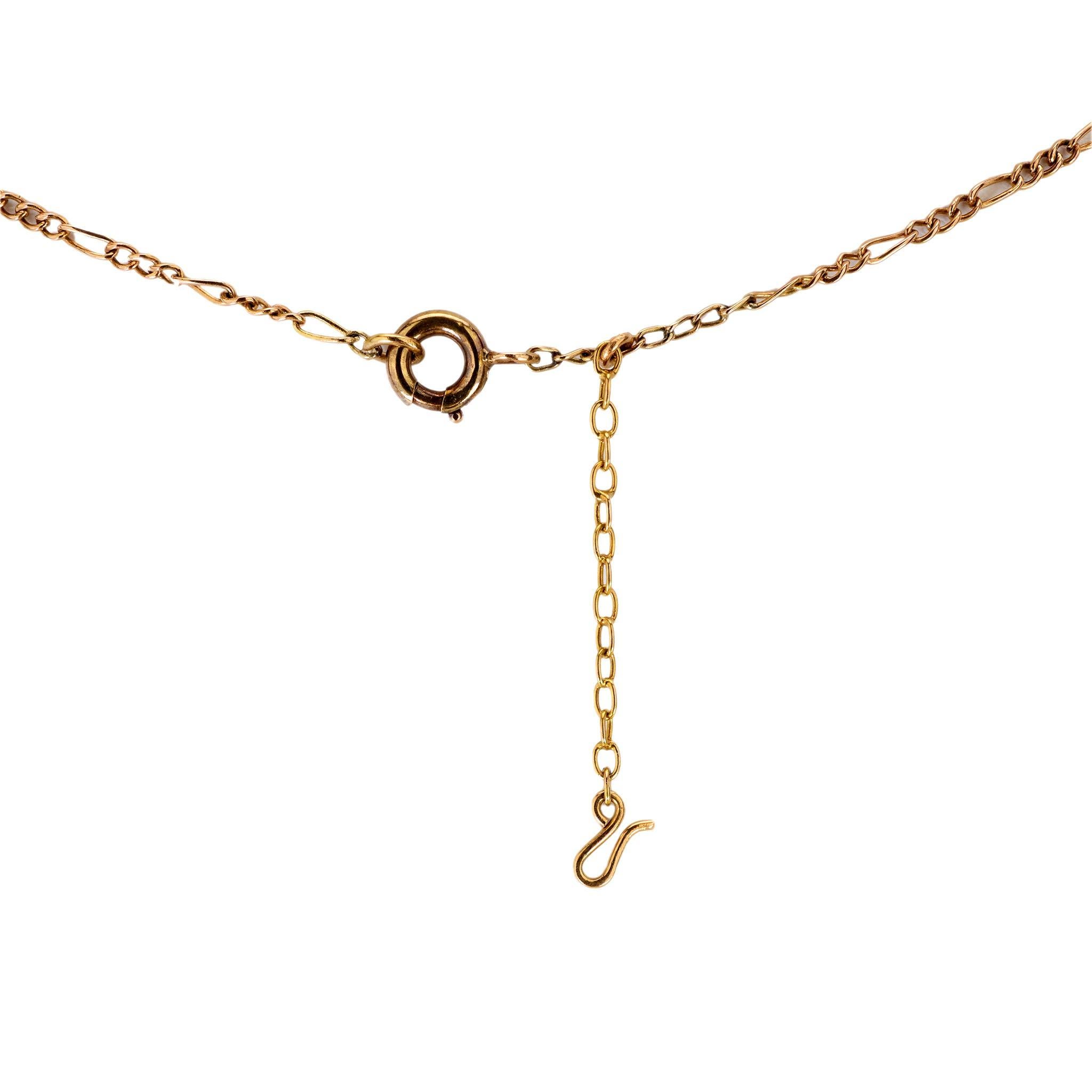 Old European Cut Victorian diamond 14k rose gold 18k yellow gold drop necklace For Sale