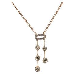 Victorian diamond 14k rose gold 18k yellow gold drop necklace