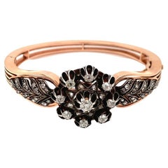 chich5an Victorian Diamond 14K Rose Gold Cuff, circa 1890s