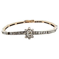 Bracelet victorien à fleurs en or rose 14k et argent avec diamants