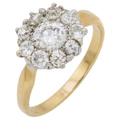 Viktorianischer Diamant 14k Gelb- und Weißgold-Cluster-Ring