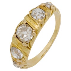 Victorian diamond 14k yellow gold 5 stone ring
