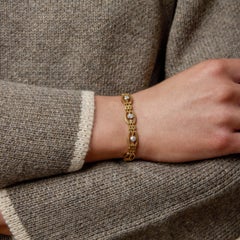 Pulsera victoriana de oro amarillo de 14k con diamantes