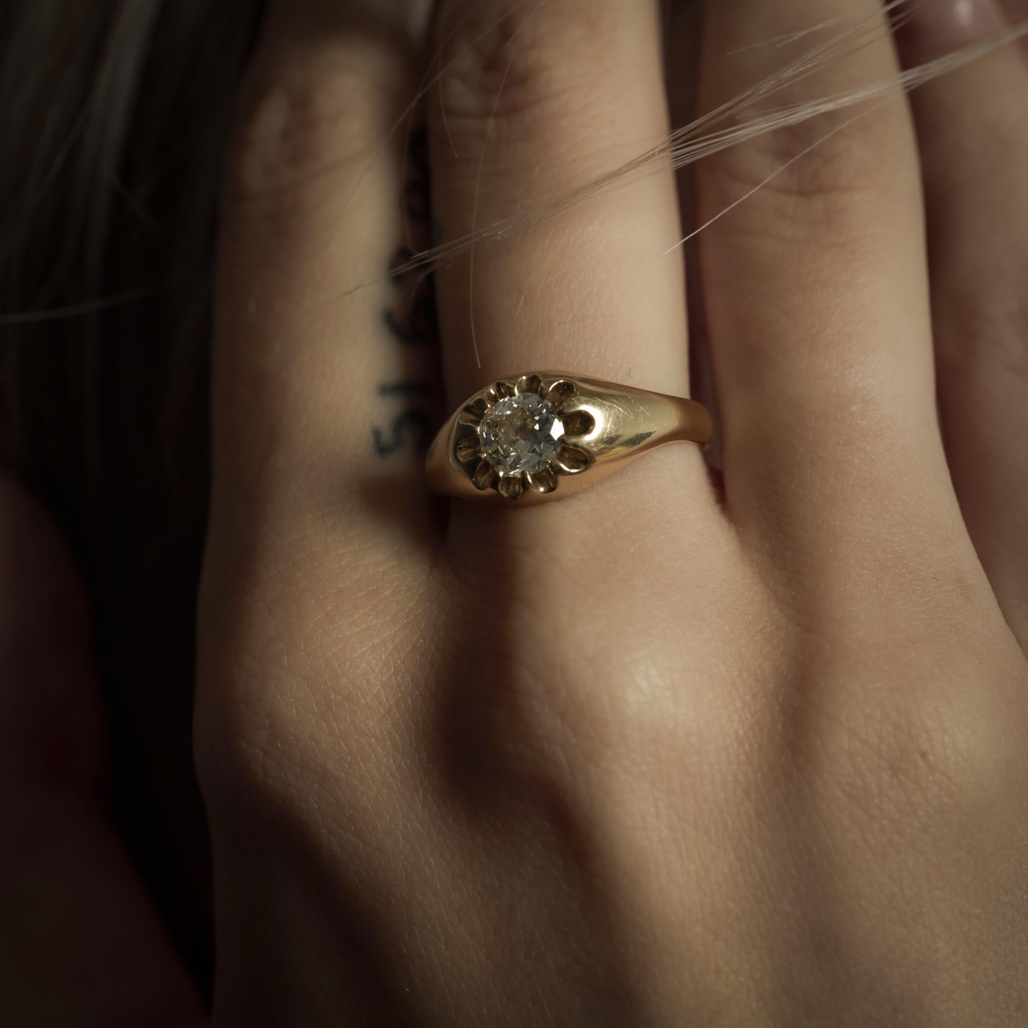 Viktorianischer Diamant 14k Gelbgold Verlobungsring im Zustand „Gut“ im Angebot in Beverly Hills, CA