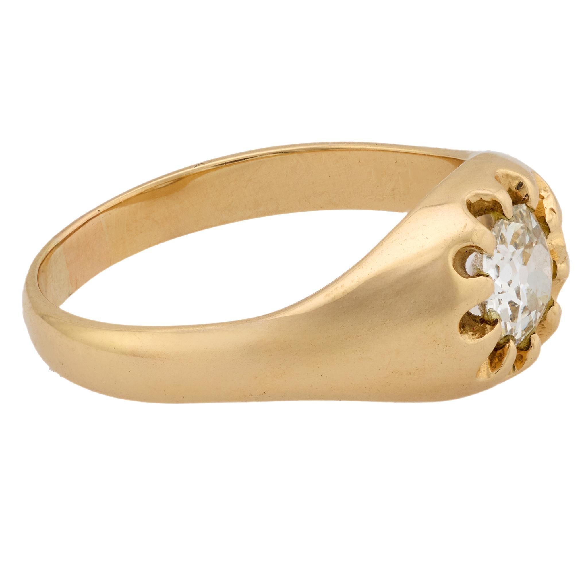 Viktorianischer Diamant 14k Gelbgold Verlobungsring Damen im Angebot