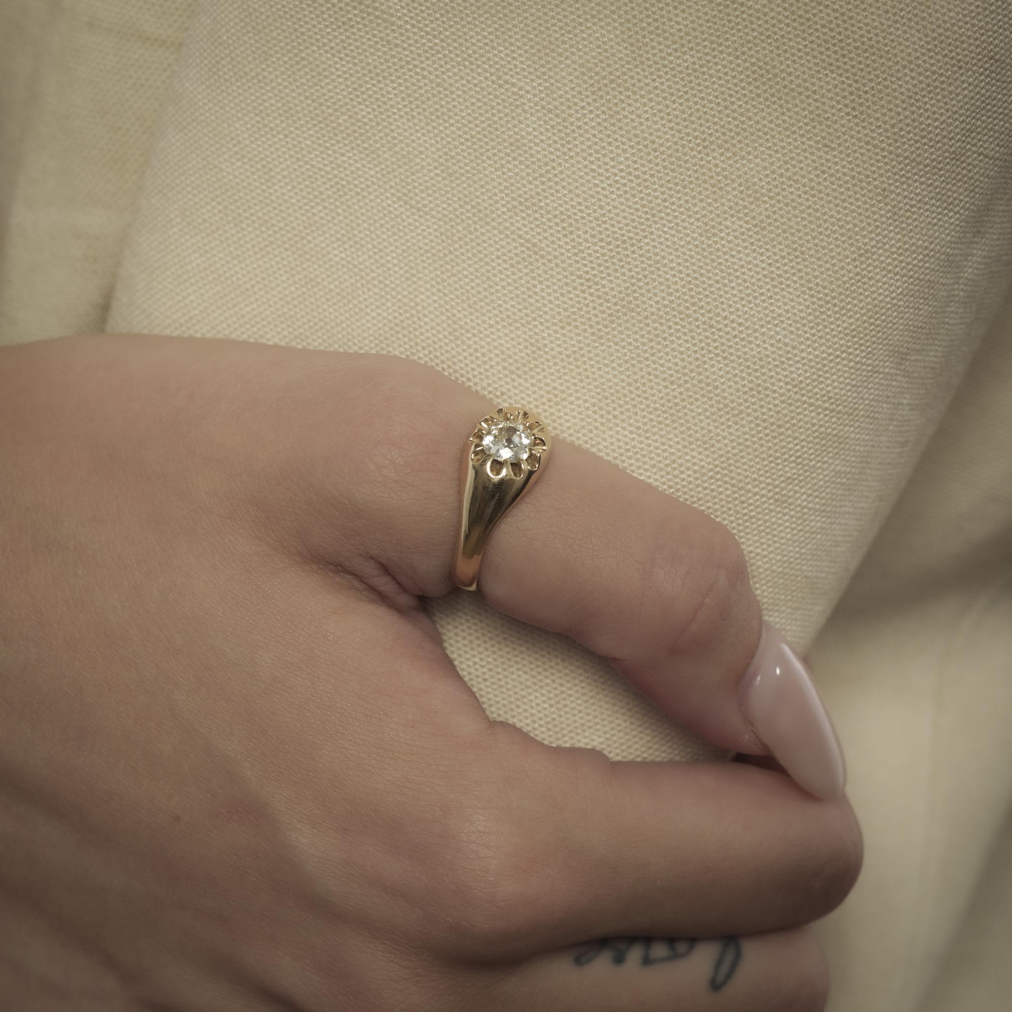 Viktorianischer Diamant 14k Gelbgold Verlobungsring im Angebot 1