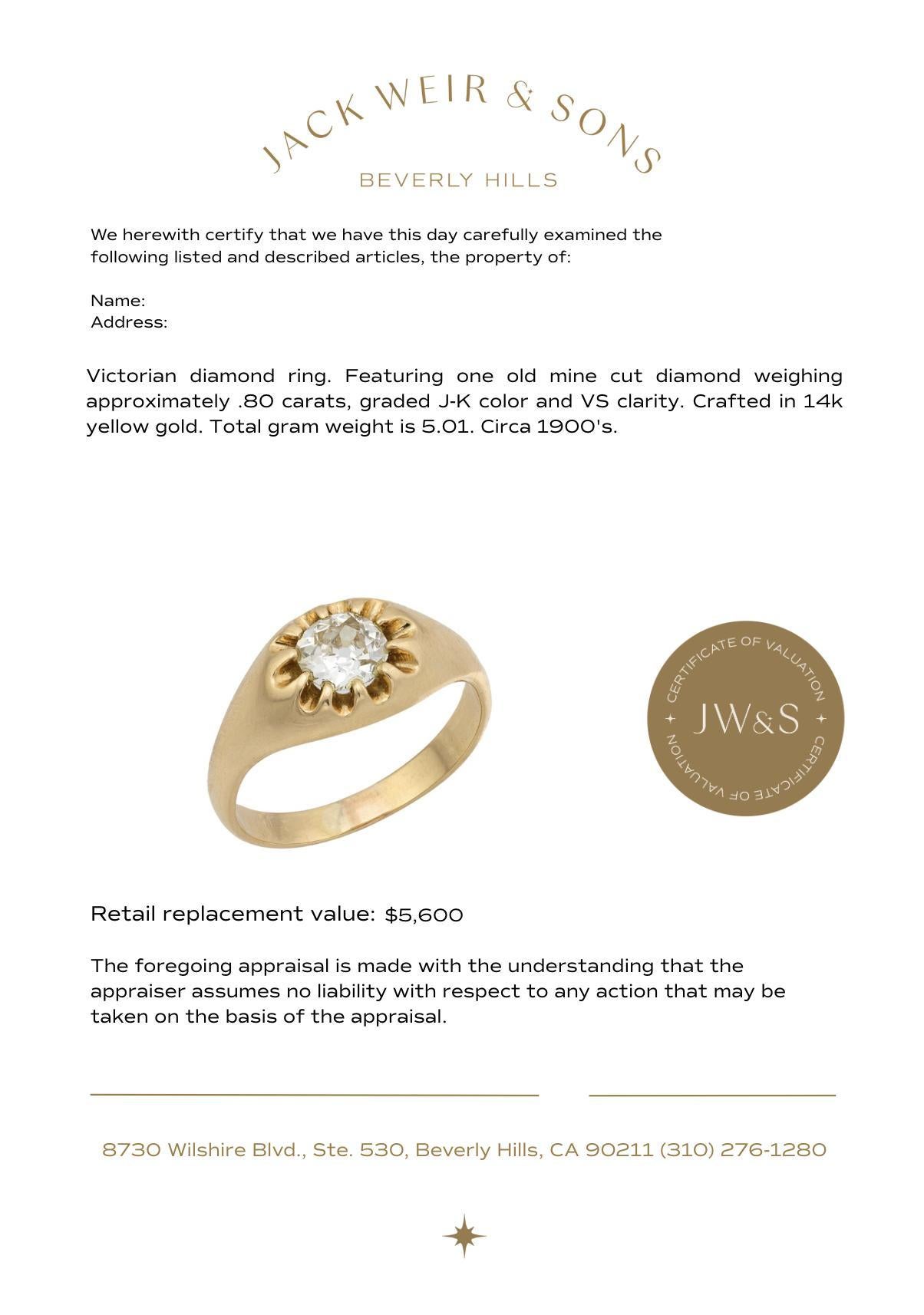 Viktorianischer Diamant 14k Gelbgold Verlobungsring im Angebot 3