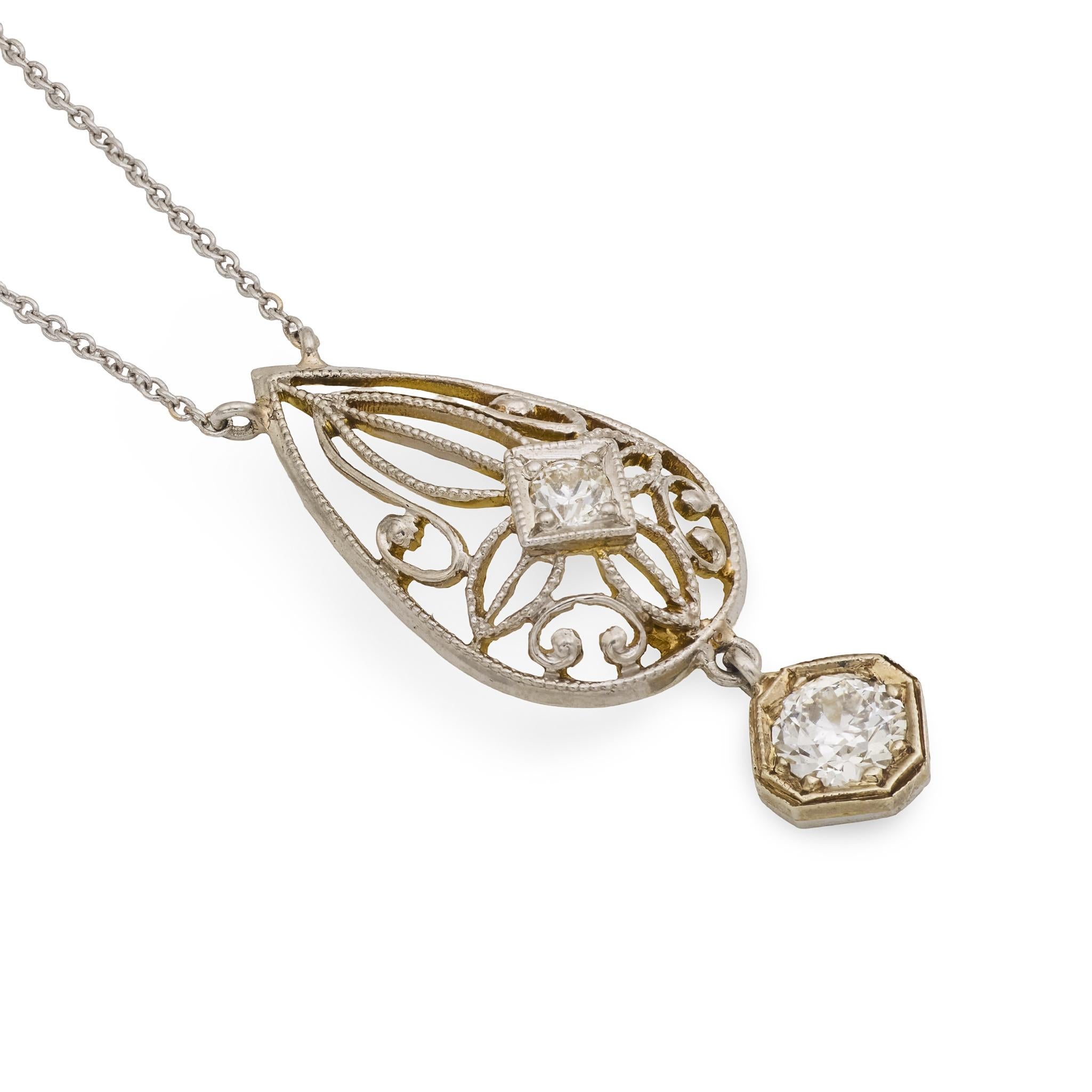 Collier victorien en or jaune 14k avec diamants Pour femmes en vente