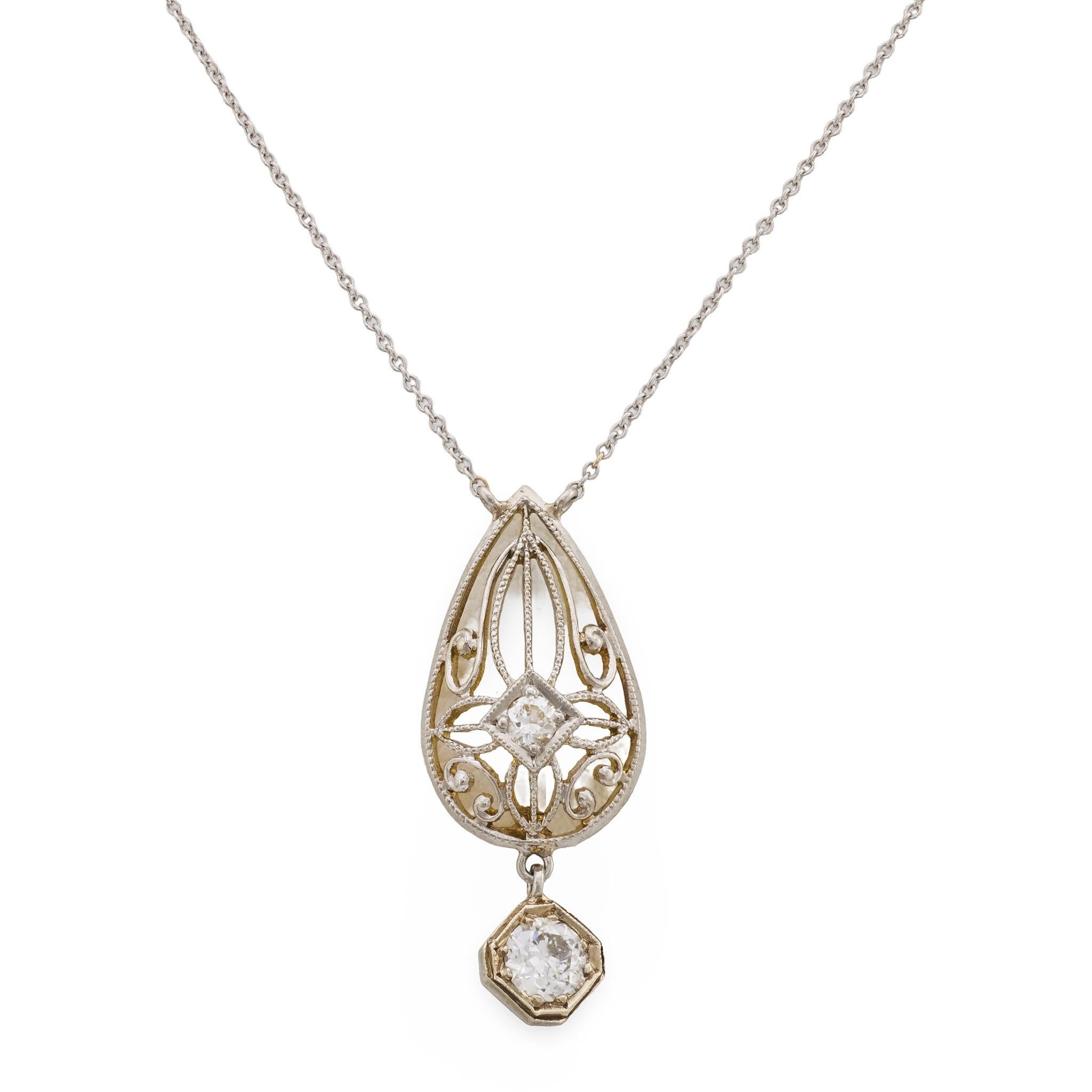 Collier victorien en or jaune 14k avec diamants en vente
