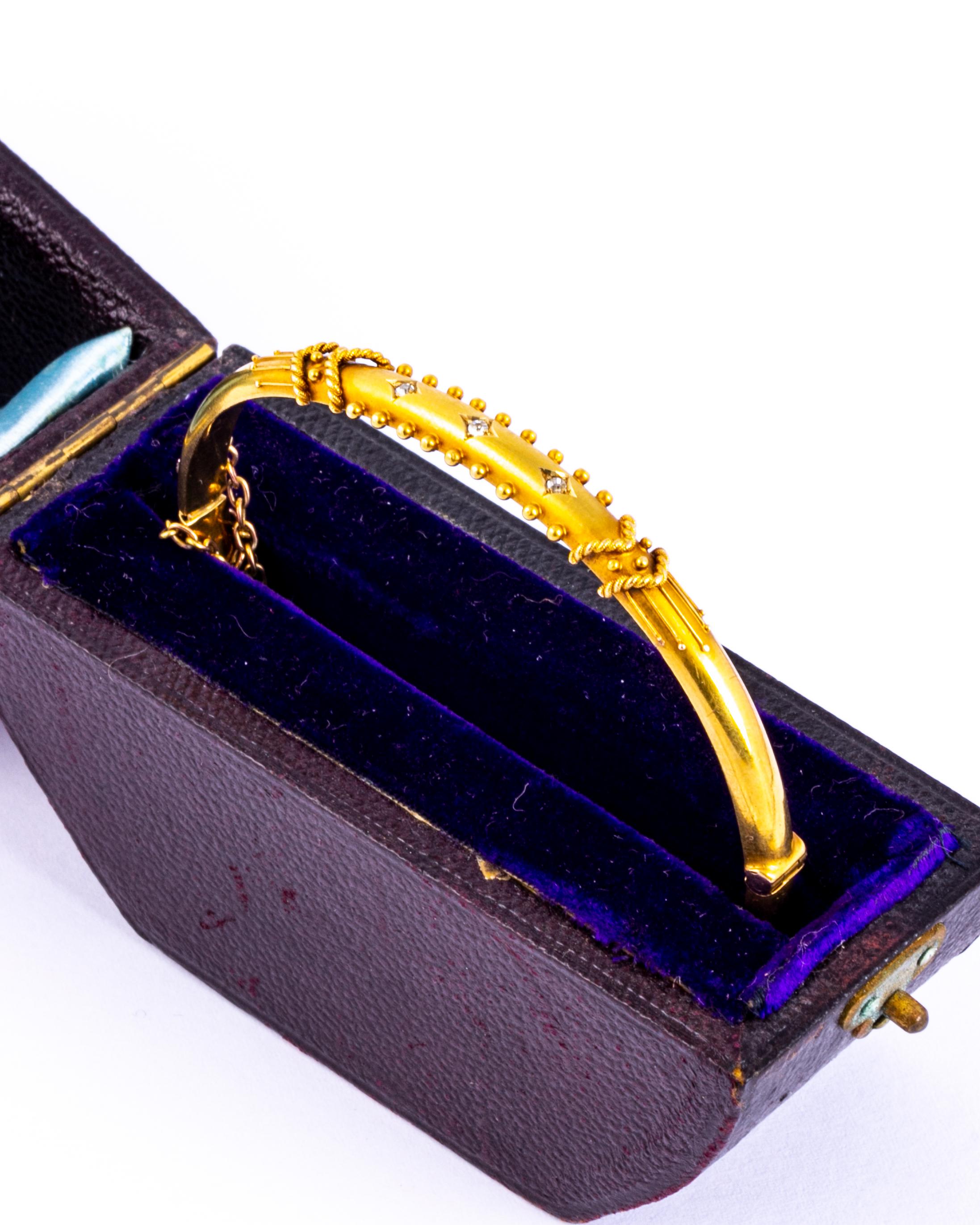 Women's Victorian Diamond 15 Carat Gold Bangle in Original Box