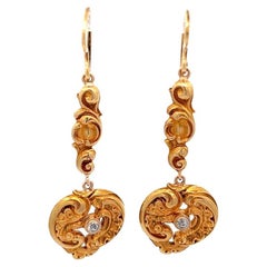 Victorian Diamond 18 Karat Yellow Gold Dangle Earrings