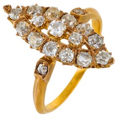 Victorian diamond 18k gold navette ring