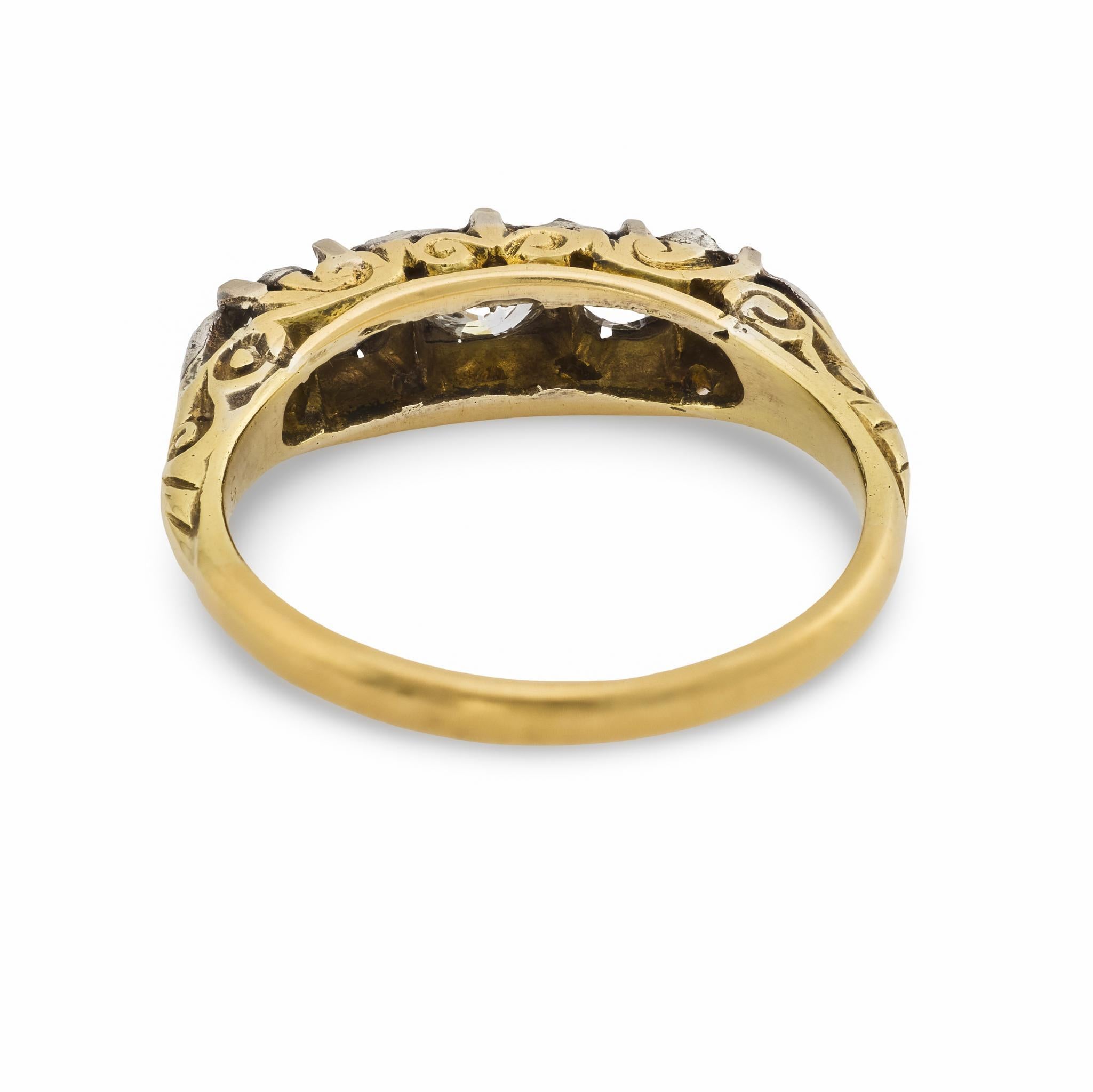 Bracelet victorien en or jaune 18k à 5 pierres et diamants en vente 1
