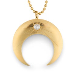 Victorian diamond 18k yellow gold half-moon necklace