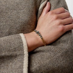 Victorian diamond 18k yellow gold silver top bangle