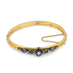 Victorian diamond 18k yellow gold silver top bangle