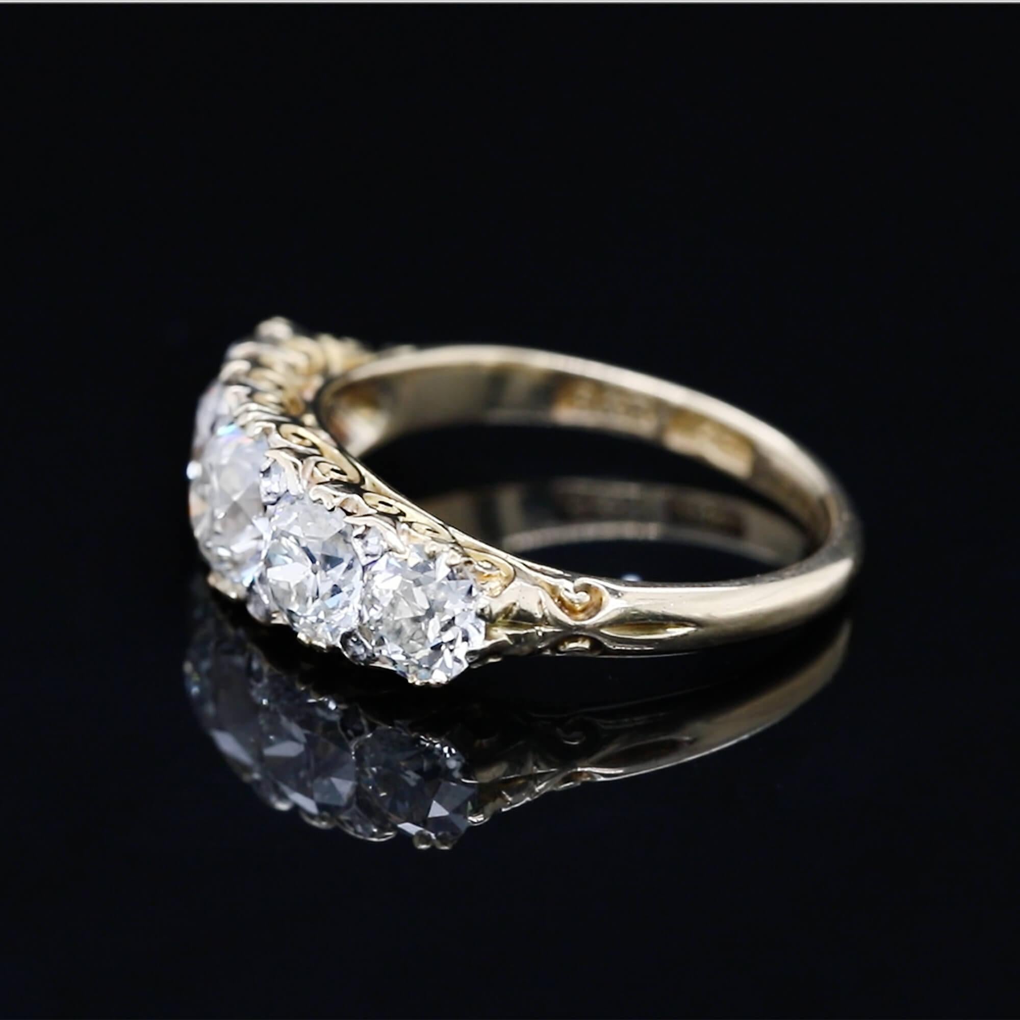 Victorian Diamond 2.18ct Half Hoop Ring Circa 1895 In Good Condition In ADELAIDE, SA