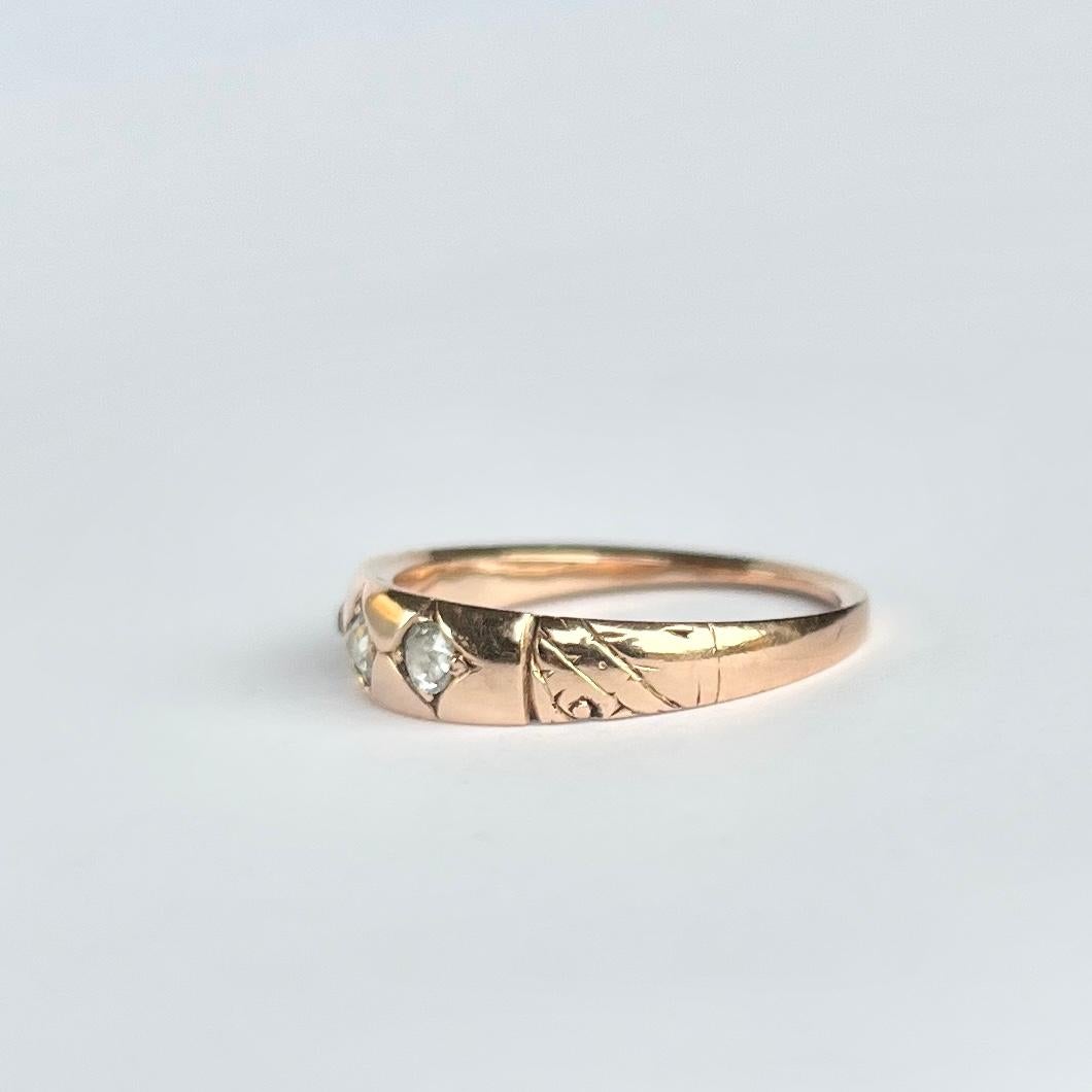 Women's Victorian Diamond 9 Carat Gold Three-Stone Ring For Sale