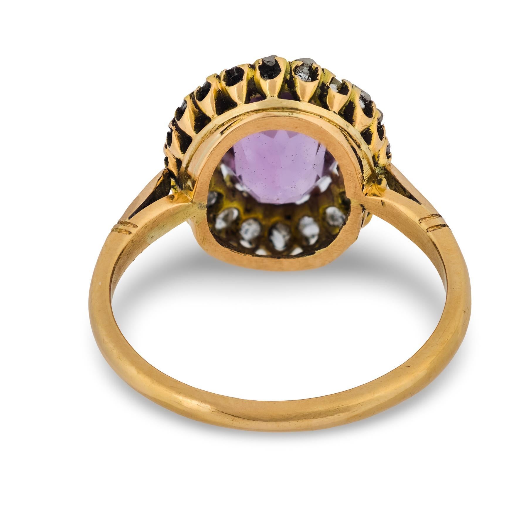 Bague victorienne en or jaune 18 carats diamant améthyste Pour femmes en vente