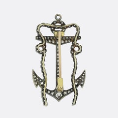 Victorian Diamond Anchor Brooch Pendant