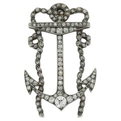 Antique Victorian Diamond Anchor Brooch Pendant
