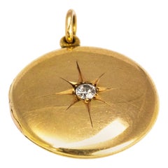 Victorian Diamond and 15 Carat Gold Locket Pendant