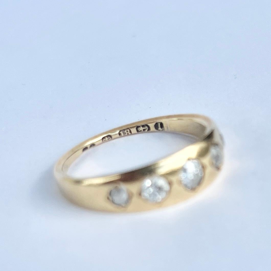 Women's or Men's Victorian Diamond and 18 Carat Gold Five-Stone Band Ring