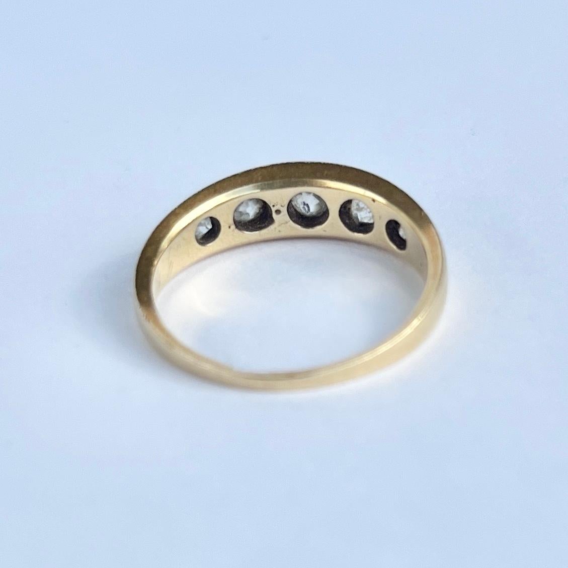 Victorian Diamond and 18 Carat Gold Five-Stone Band Ring 1