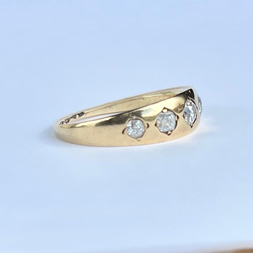 Victorian Diamond and 18 Carat Gold Five-Stone Band Ring 2
