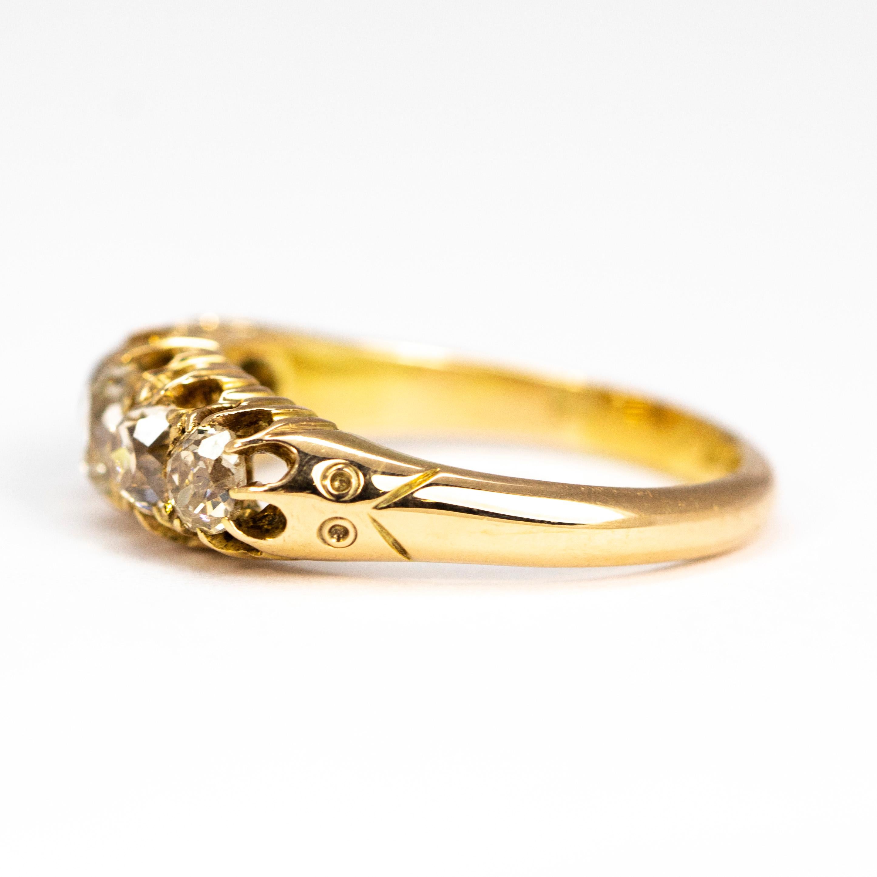 Victorian Diamond and 18 Carat Gold Five-Stone Ring In Excellent Condition In Chipping Campden, GB