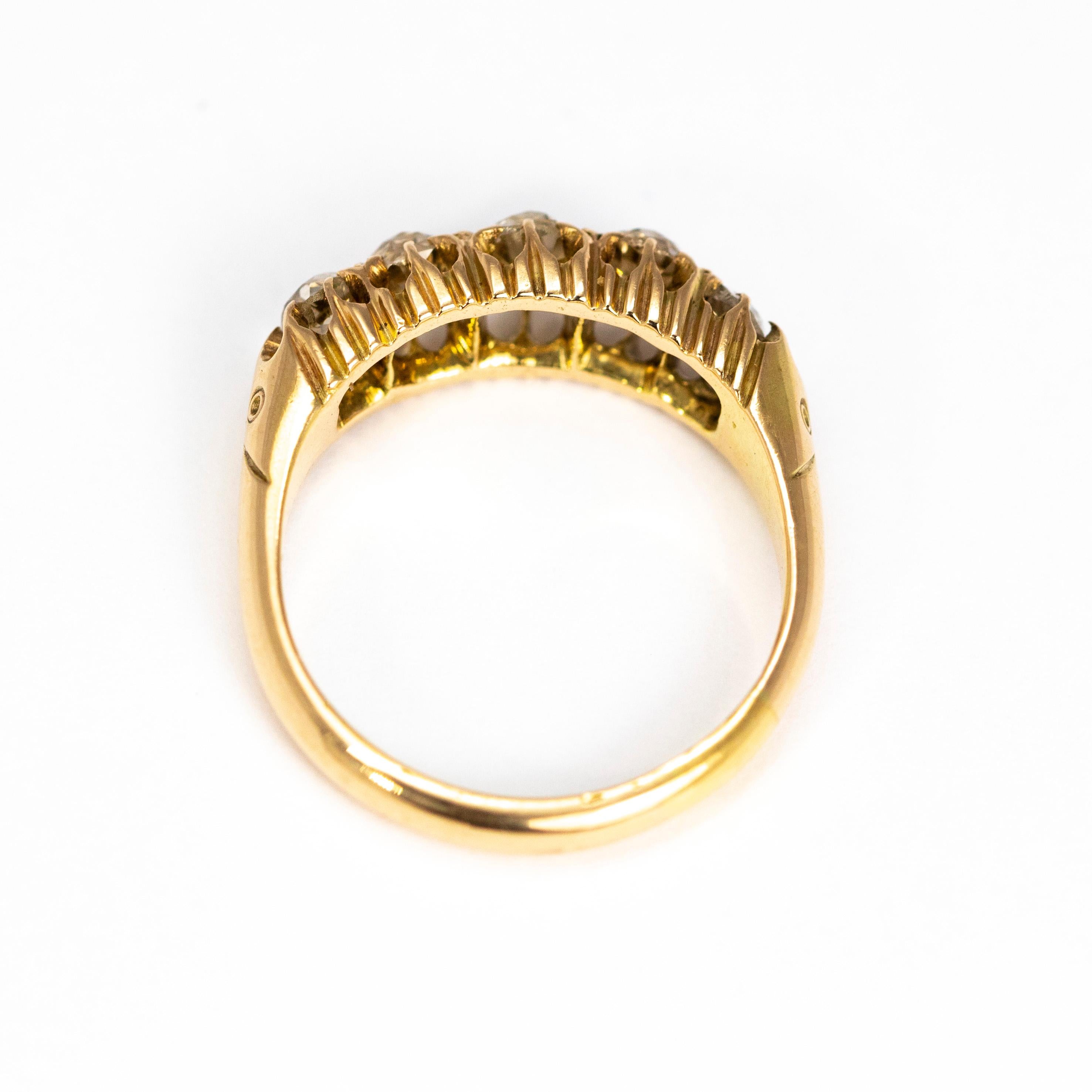 Victorian Diamond and 18 Carat Gold Five-Stone Ring 1