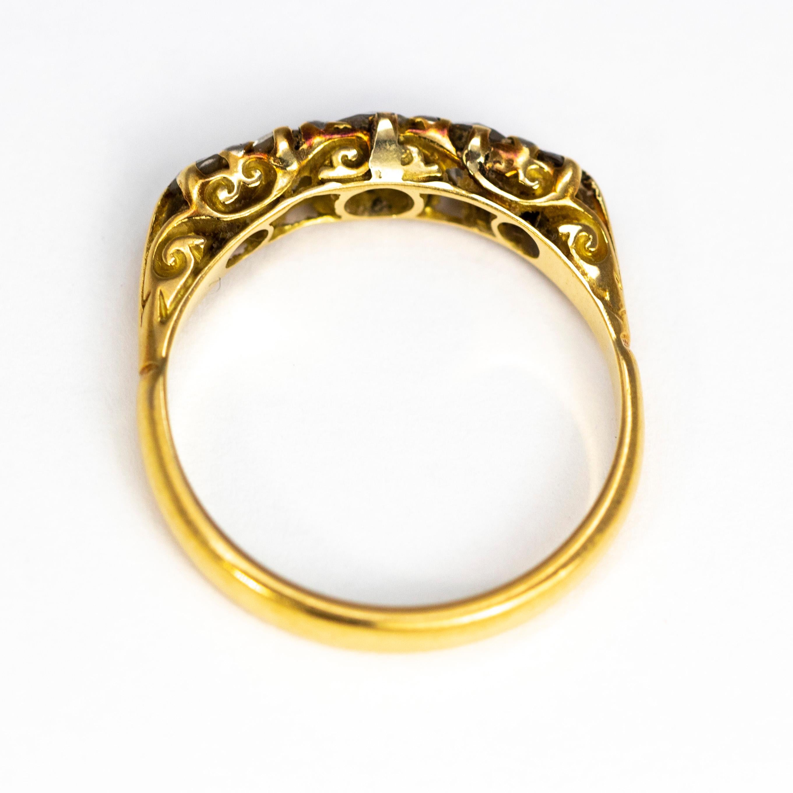 Victorian Diamond and 18 Carat Gold Five-Stone Ring 1
