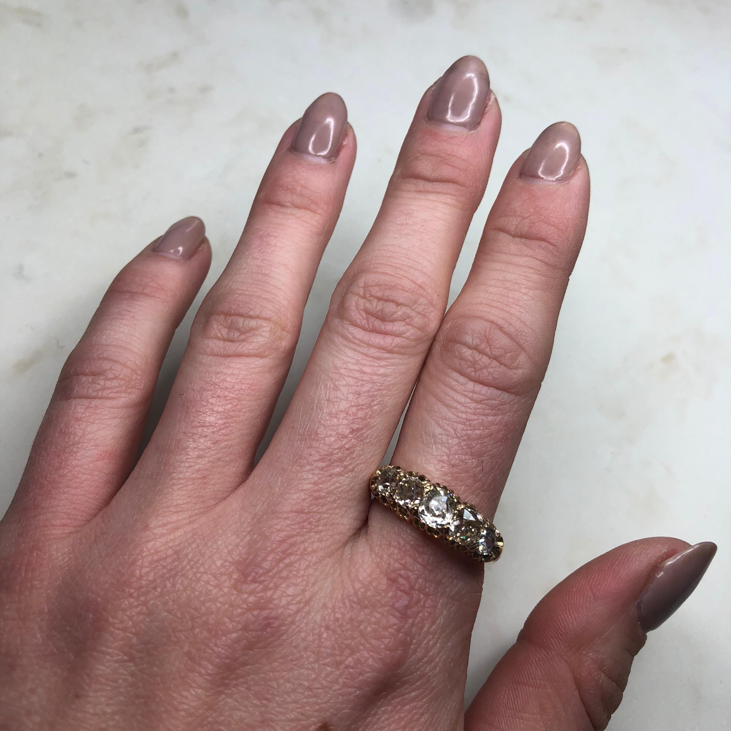Victorian Diamond and 18 Carat Gold Five-Stone Ring 2