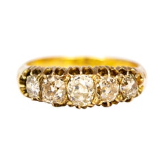 Victorian Diamond and 18 Carat Gold Five-Stone Ring