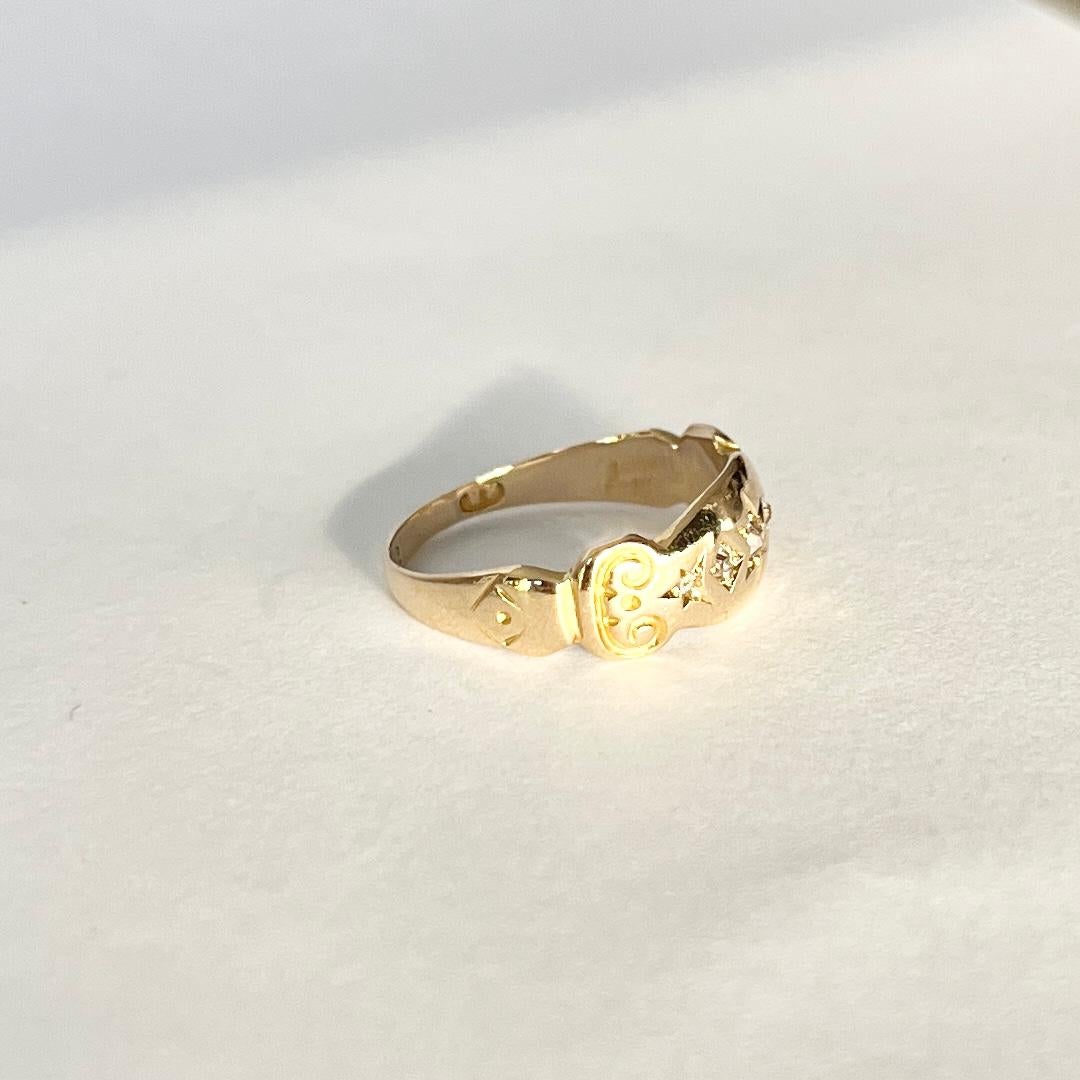 Victorian Diamond and 18 Carat Gold Five-Stone Star Setting Band For Sale 1