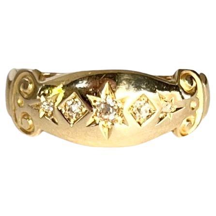 Victorian Diamond and 18 Carat Gold Five-Stone Star Setting Band For Sale