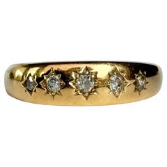 Antique Victorian Diamond and 18 Carat Gold Five Stone Star Setting Ring