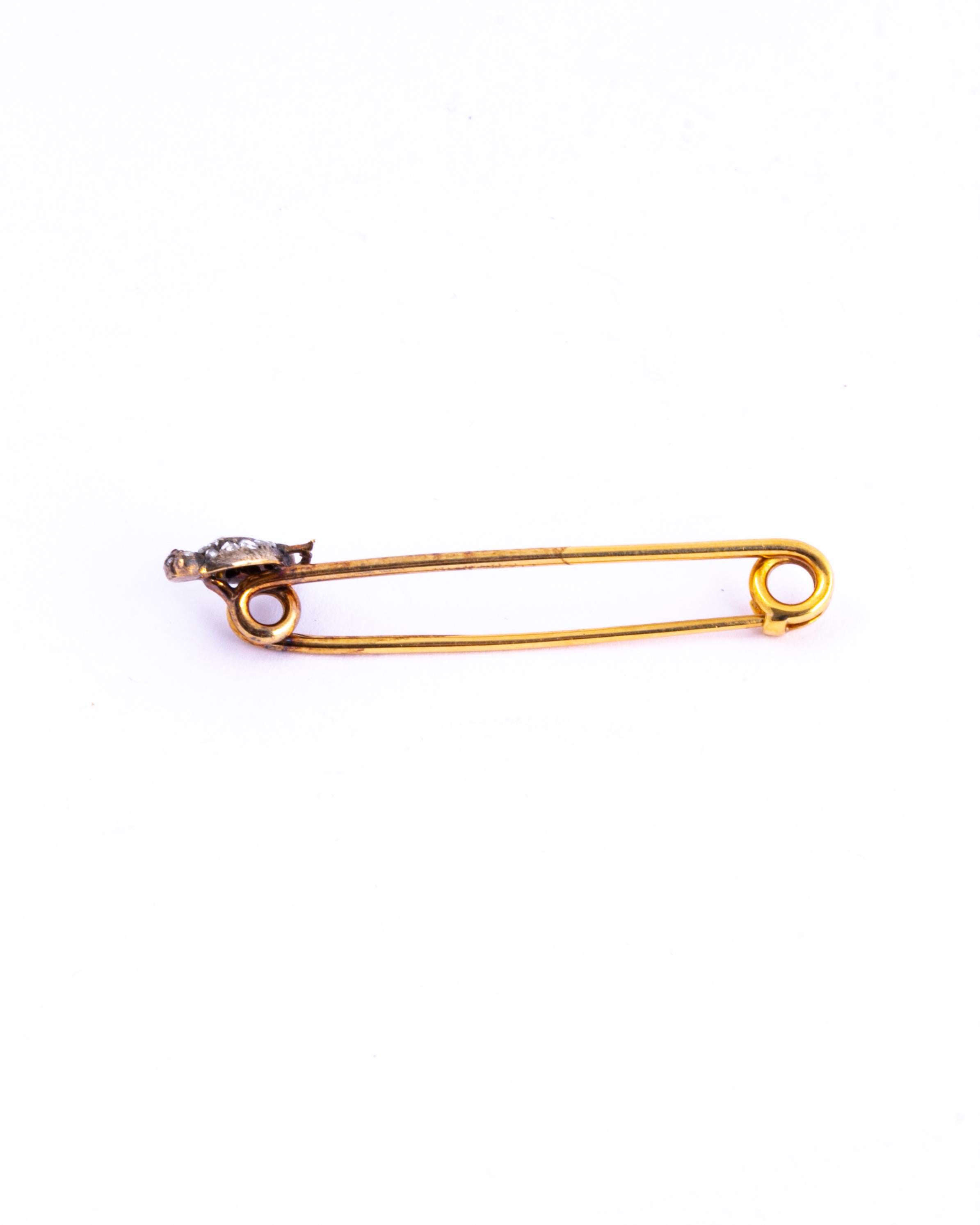 Rose Cut Victorian Diamond and 18 Carat Gold Pin For Sale