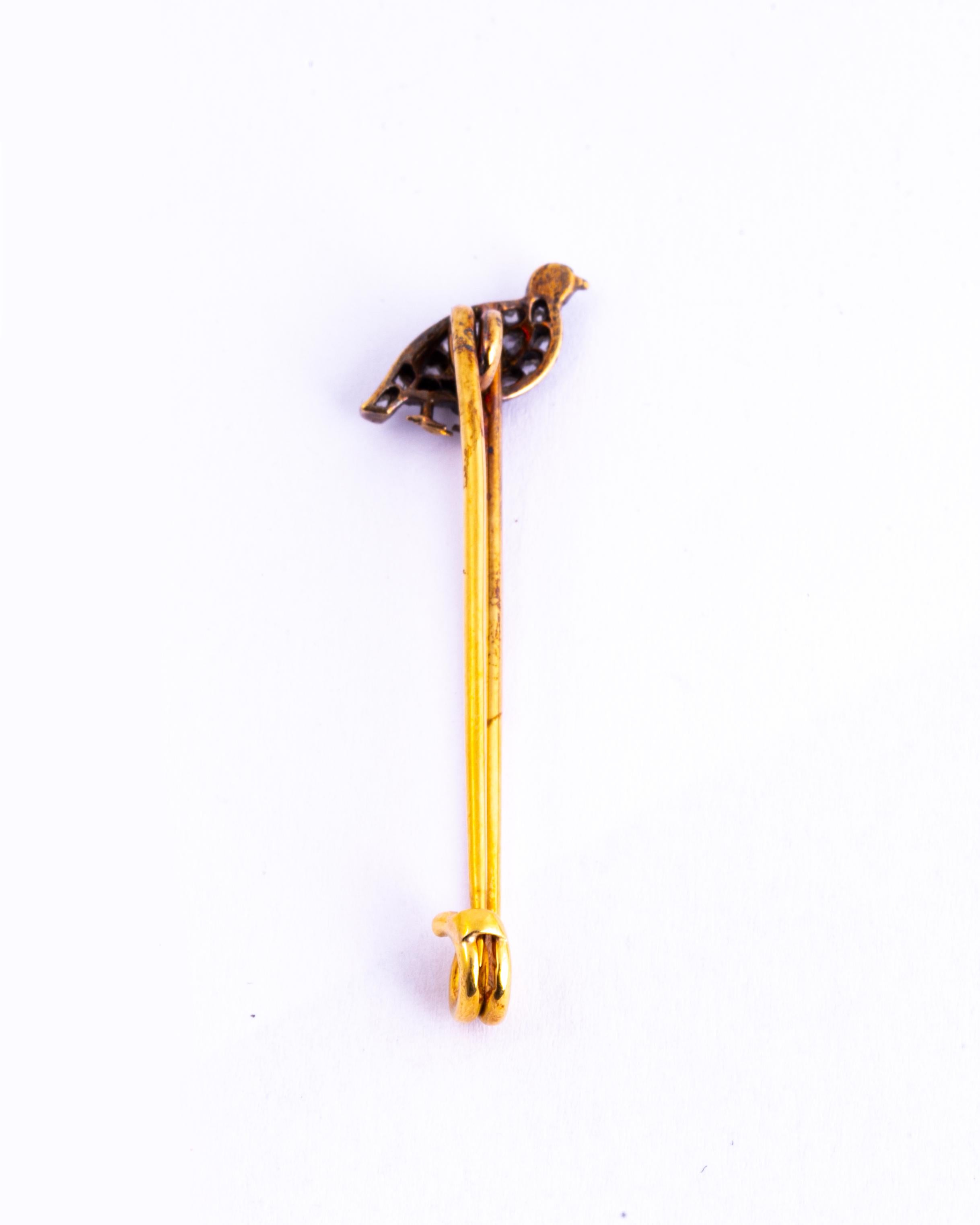 Victorian Diamond and 18 Carat Gold Pin In Good Condition For Sale In Chipping Campden, GB