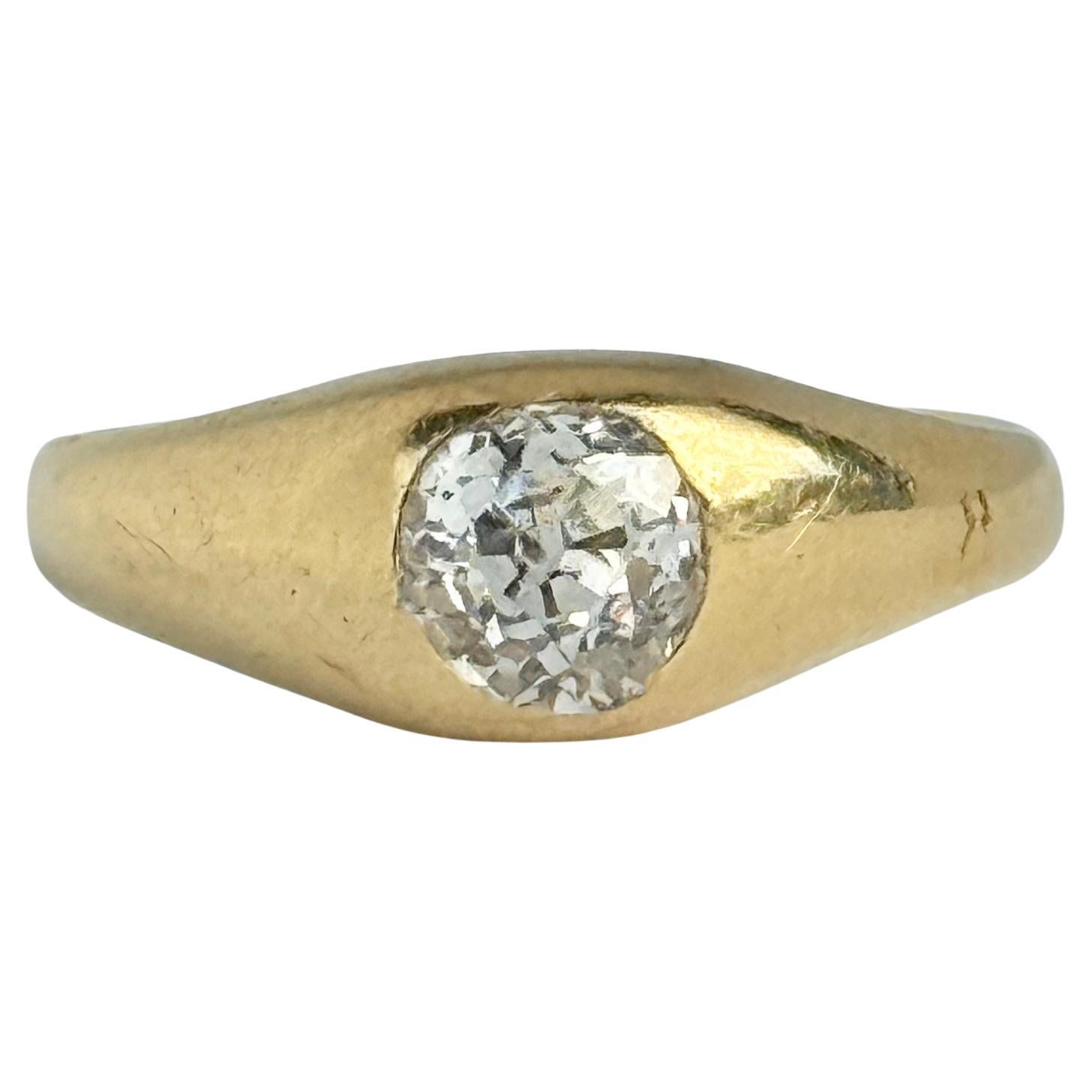Bandeau solitaire victorien en or 18 carats et diamants lisses